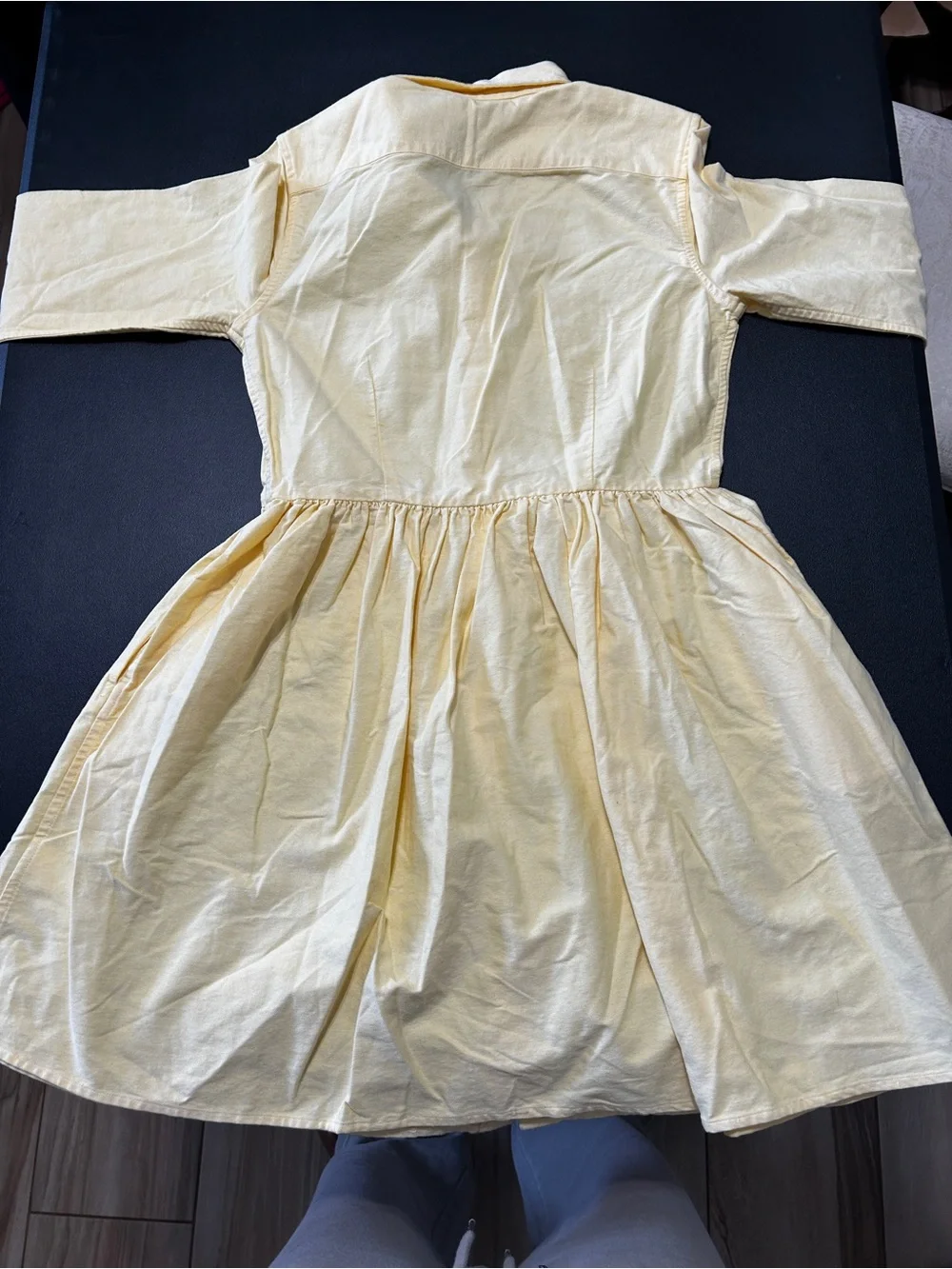 NWT Polo Ralph Lauren Girls Yellow Cotton Chino Pleated Shirt Dress